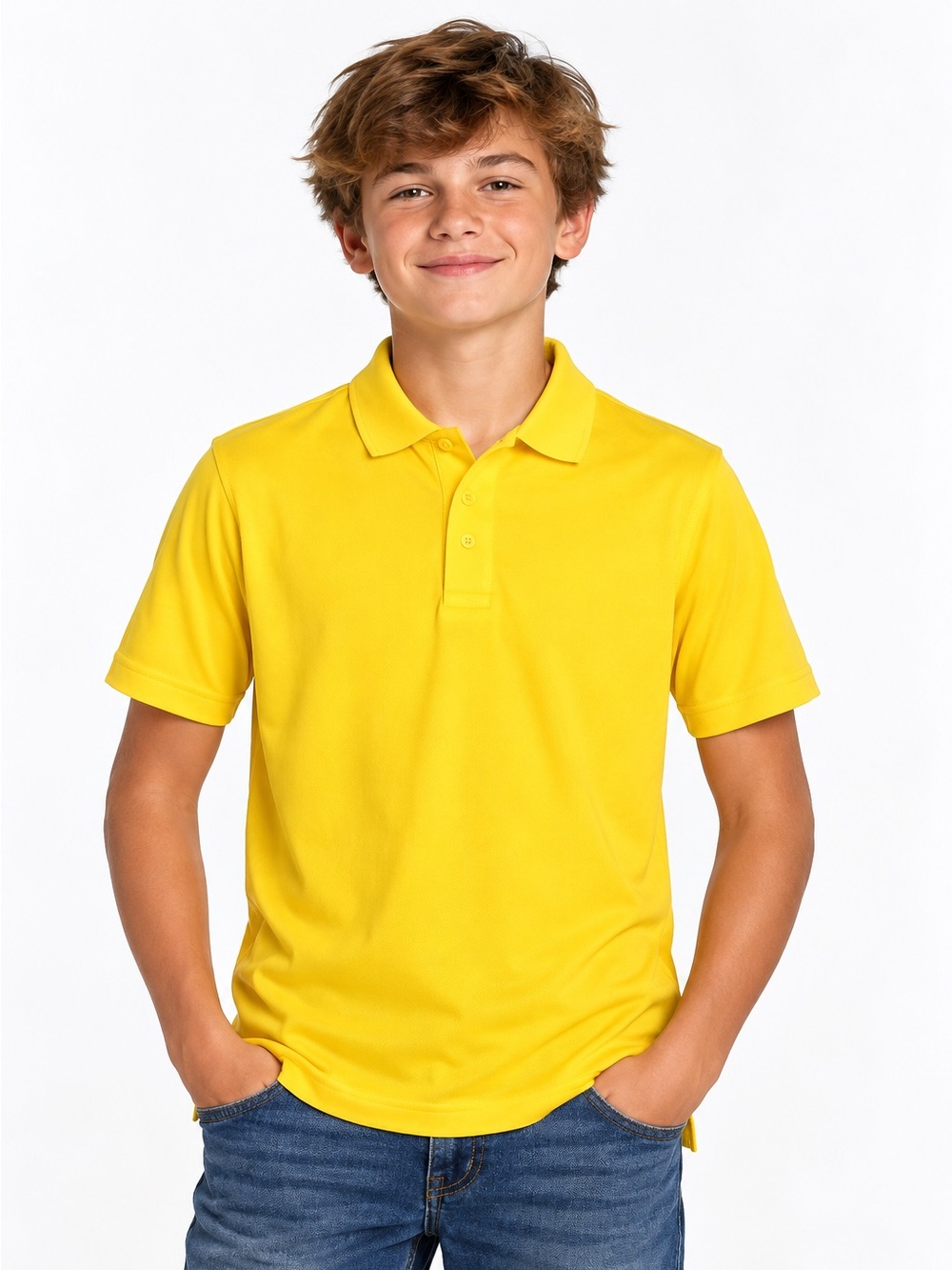 NAUTICA School Uniform YL 14/16 Yellow Polo Collard Shirt Pullover 2 buttons